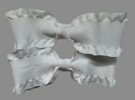 Double Ruffle Hair Bows- Set Of 2