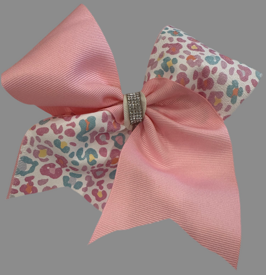 Pastel Pink Cheetah Bow
