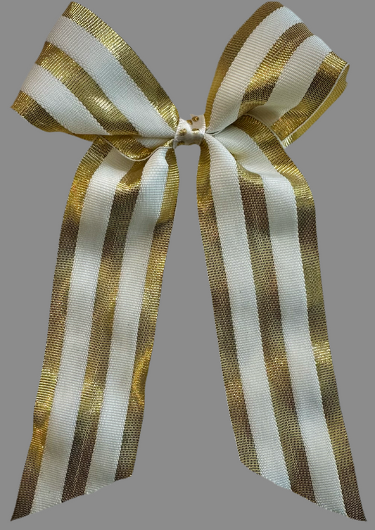 Gold And White Striped Bow