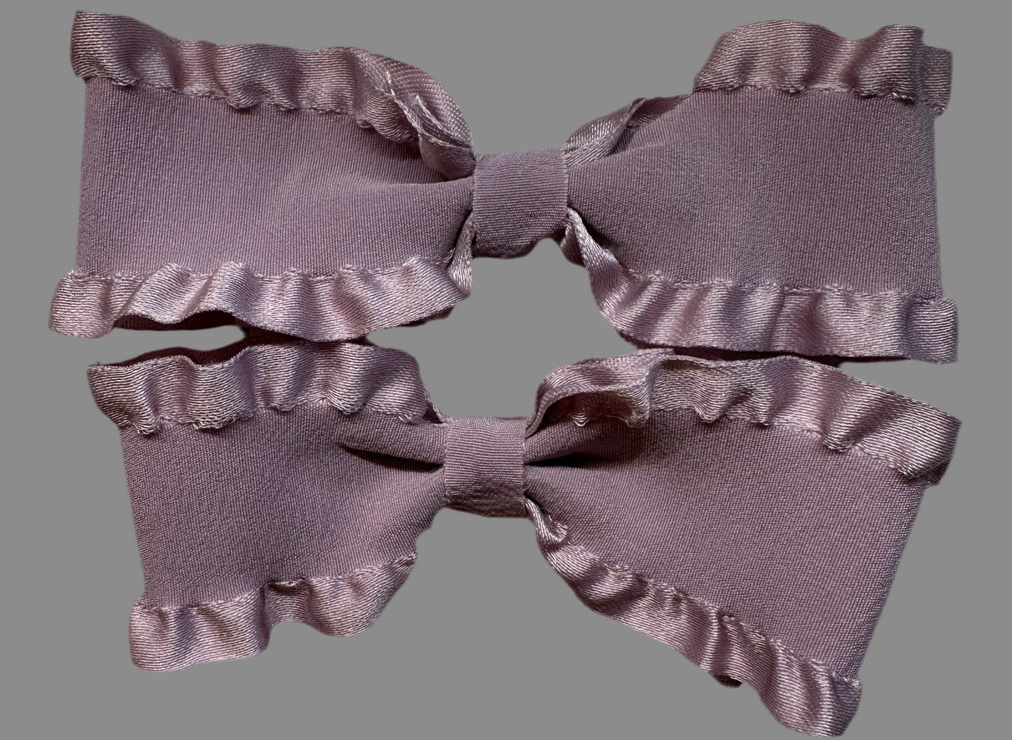 Double Ruffle Hair Bows- Set Of 2