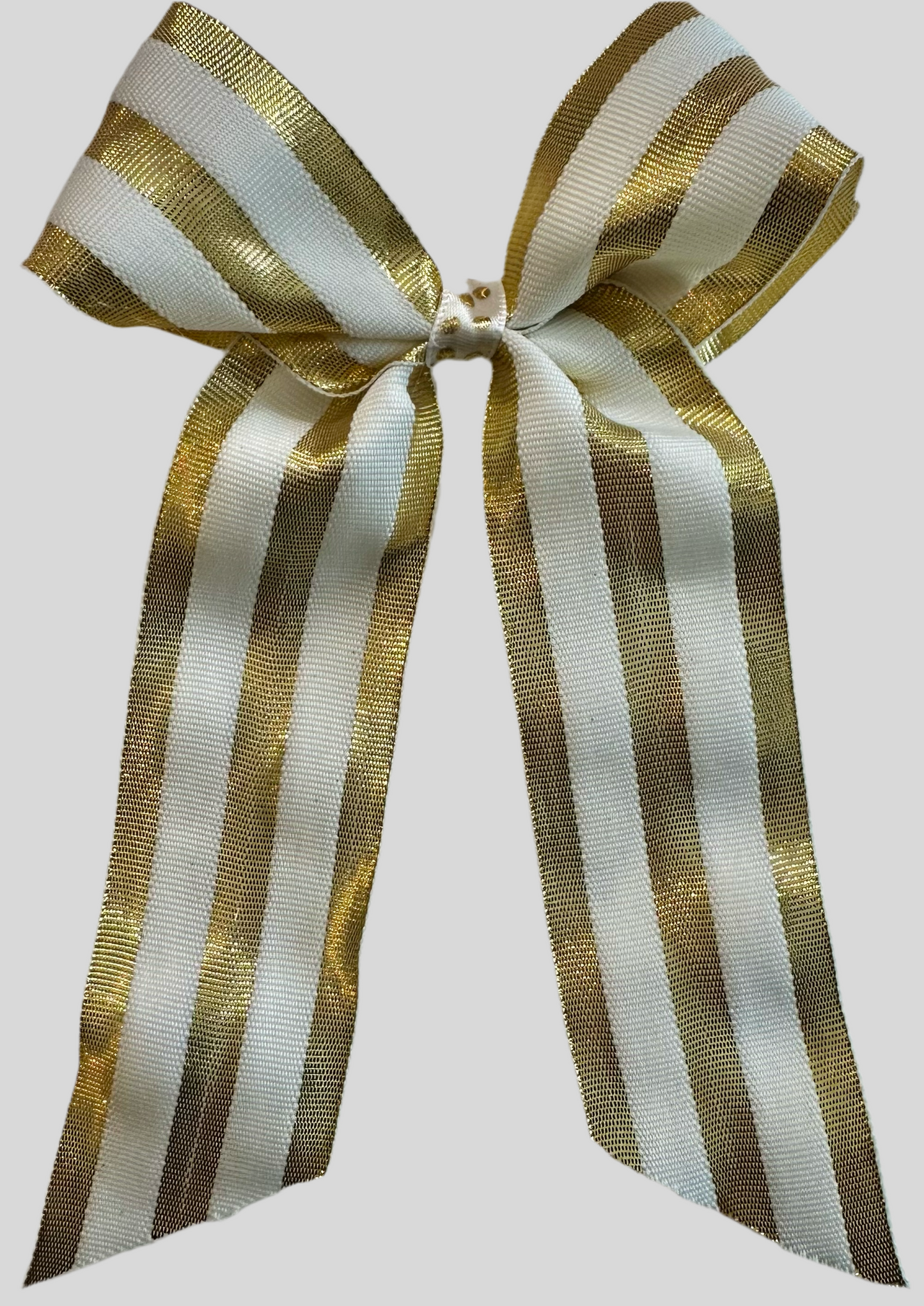 Gold And White Striped Bow