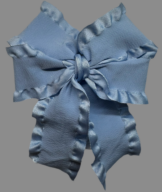 Double Ruffle Double Loop Hair Bow