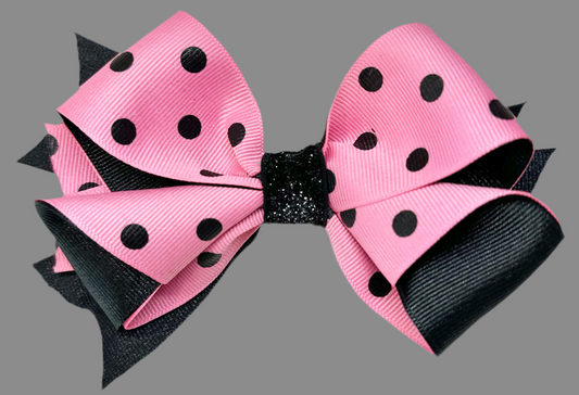Pink And Black Polka Dot Bow