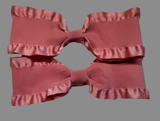 Double Ruffle Hair Bows- Set Of 2