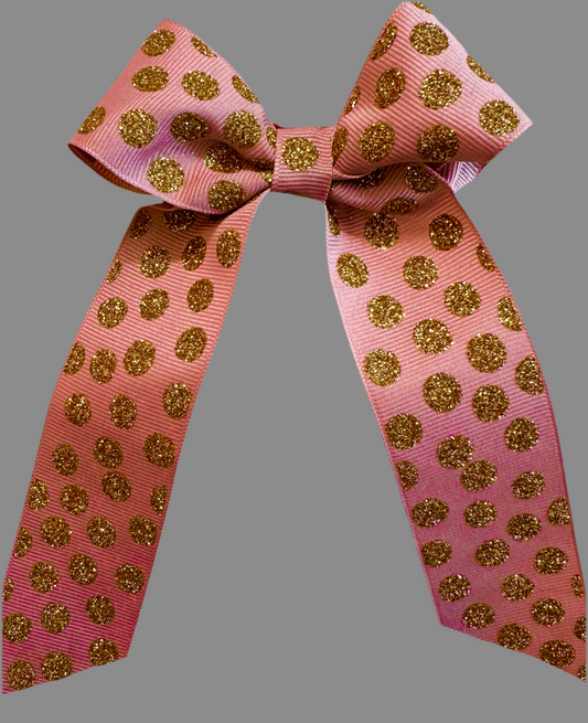 Pink And Gold Polka Dot Bow